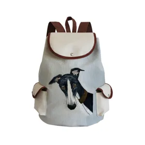 Sac à dos en toile avec imprimé de chien sac d'école léger et décontracté élégant