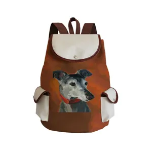 Sac à dos imprimé chien toile vintage cartable marron loisirs sac de voyage quotidien