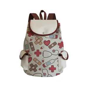 Strapazierfähiger Krankenschwester Rucksack aus Canvas mit medizinischem Muster für Damen.