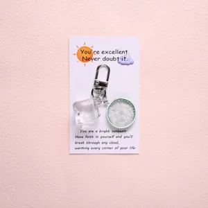 Creative Lemon Ice Cube Keychain Cute Fruit Bag Pendant Minimalist Copper Alloy Key Ring Fashion Accessories Gift