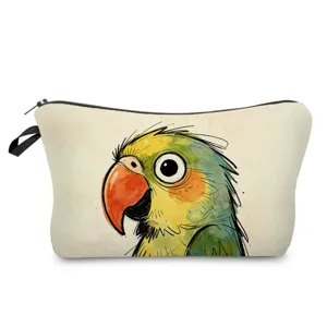 Aquarell Papagei Druck Detail auf Kosmetiktasche Reißverschluss Canvas Stoff Aufbewahrung