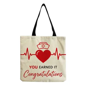 Borsa shopper in tela con motivo infermiera borsa a tracolla casual ed ecologica