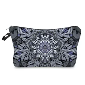 Bolsa cosmética con estampado mandala cartera ligera para lápiz labial esmalte