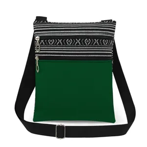 Modieuze zwart-witte gestreepte en groene crossbodytas met dubbele ritssluiting