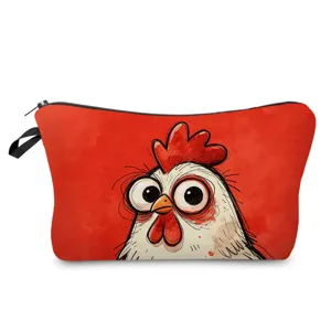 Niedliche Cartoon-Hühnchen Kosmetiktasche mit Reißverschluss für Make-up und Alltagsaufbewahrung.