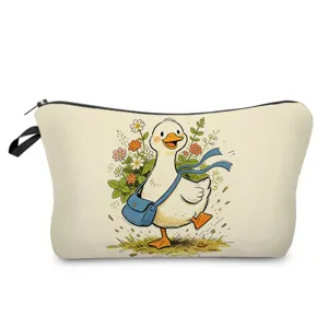 Süße Cartoon Ente Kosmetiktasche mit Reißverschluss für Make-up, Toilettenartikel und Reisen.