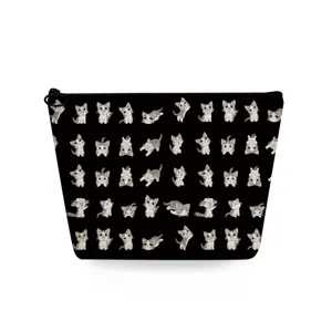 Borsa per trucco con stampa di gatto carino custodia cosmetica portatile borsa da toeletta