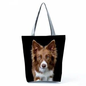 Fashionable dog print tote bag large capacity casual shoulder bag for daily use