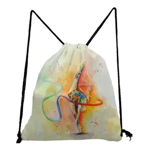 Zaino con Coulisse Stampa Ginnastica Leggero Pieghevole in Poliestere Borsa Sportiva per Scuola Viaggi Unisex