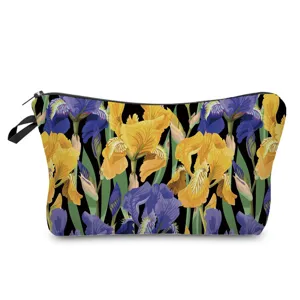 Floral print cosmetic bag makeup pouch travel toiletry organizer for women and girls