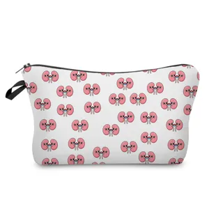 Carina borsa trucco con stampa rene cartone animato astuccio con cerniera portatile uso quotidiano.