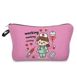 Carina Borsa Cosmetica con Stampa Infermiera Custodia Organizer per Trucco Nuova