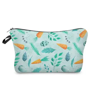 Trousse maquillage carotte de Pâques, pochette design aquarelle, sac de rangement portable toile.