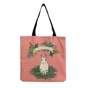 Schattige konijn canvas shopper casual schoudertas grote capaciteit herbruikbare boodschappentas