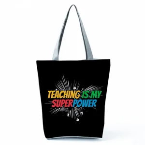 Canvas teacher tote bag large capacity casual shoulder bag daily shopping travel details view