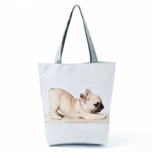 Τσάντα tote με τύπωμα Γαλλικό Μπουλντόγκ, casual τσάντα ώμου μεγάλης χωρητικότητας.