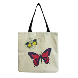 Vintage Schmetterling Druck Leinwand Tragetasche, lässige Leinen wiederverwendbare Handtasche.