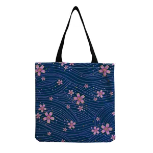 Blumenmuster Segeltuch Tragetasche, wiederverwendbare Einkaufstasche, grosse Schultertasche.