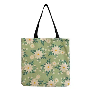 Blumenprint Canvas Shopper, wiederverwendbare modische Tragetasche für Damen Alltag.