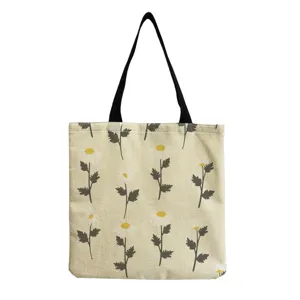 Wiederverwendbare Canvas Tragetasche mit Blumenmuster Retro Schultertasche gross.