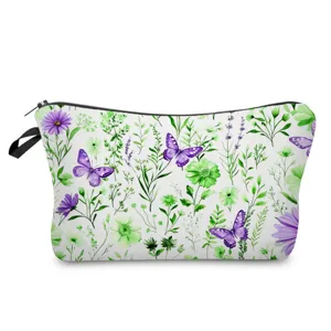 Aquarell Schmetterling Kosmetiktasche mit Reißverschluss und schwarzem Griff für die Reise.