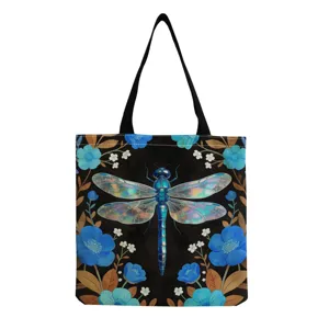 Sac cabas en toile tendance doté d'un magnifique design d'impression de libellule bleue.