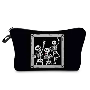 Lustiger Cartoon Skelett Druck Kosmetiktasche mit Reißverschluss, tragbare Make-up Tasche.