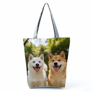 Süße Hunde Druck Segeltuch Tragetasche lässige Handtasche für Damen und Mädchen.