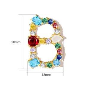 Colorful Cubic Zirconia Letter B Pendant Copper Necklace Jewelry Accessory 20x13mm