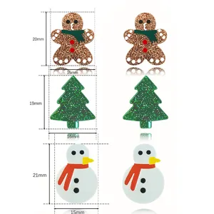 Christmas gingerbread man tree snowman earrings cute holiday oil drop stud jewelry gift