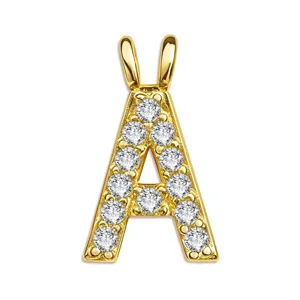 Goldener Zirkonia Buchstabe A Anhänger Detail, glänzendes Alphabet DIY Schmuckzubehör Stück