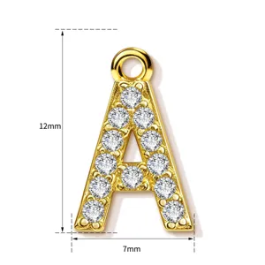 Gold plated rhinestone letter A pendant charm for stylish DIY jewelry making accessories