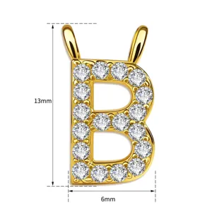 Gold Buchstabe B Anhänger Halskette Zubehör glänzende Zirkonia Kristalle 13mm Schmuck