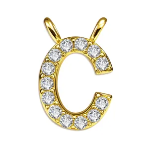Goldenes Initialen C Buchstabe Anhänger Charm, funkelnder Zirkonia Schmuck für DIY Halskette.