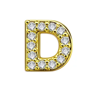 Verguld messing letter D hanger, sprankelende zirkonia pave DIY sieraden accessoire.