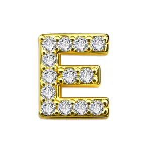 Gouden letter E hanger zirkonia koper DIY ketting sieraden accessoire glanzend mooi