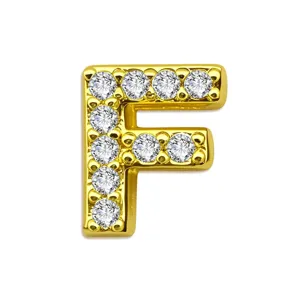 Verguld messing letter F hanger sprankelende zirkonia DIY sieraden ketting accessoire