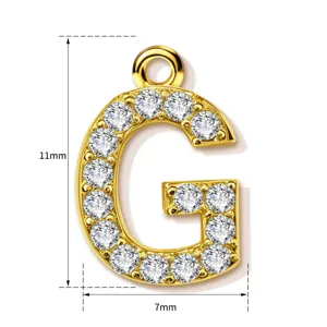 Gold 26 Letter G Pendant Rhinestone Diamond Necklace Accessory Size 11x7mm Gift Charm