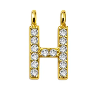 Goldener Buchstabe H Anhänger Zirkonia Diamant DIY Charms Halskette Armband Ohrring