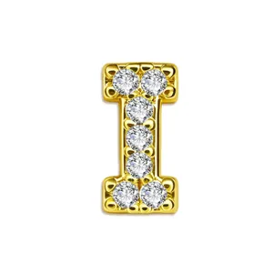 Prachtige vergulde letter I hanger met sprankelende zirkonia pavé voor DIY ketting accessoires.
