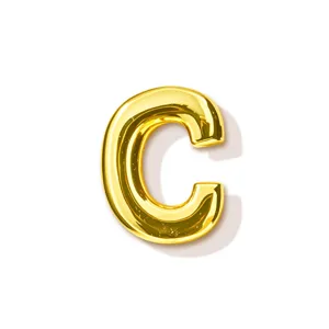 Goldener Buchstabe C Anhänger Halskette Zubehör, minimalistischer glänzender Kupfer Charm.