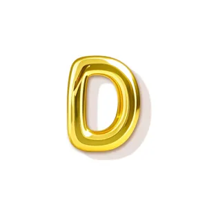 Goldener Buchstabe D Anhänger, minimalistischer glatter Kupfer Initialen Halsschmuck