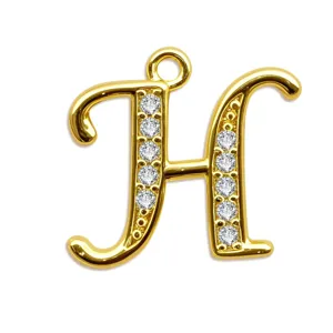 Goldene Buchstabe H Anhänger Halskette Schmuck Zirkonia mikrogelöst elegant stilvoll
