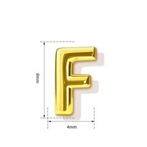 Gold Buchstabe F Anhänger 8mm Messing minimalistisch glatte Oberfläche Schmuck Zubehör