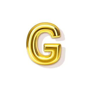 Detailansicht eines glänzenden goldenen 3D-Buchstaben G Anhängers für Halsketten und Armbänder.