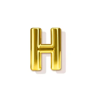 Nahaufnahme des glatten, glänzenden goldenen Buchstaben H Anhängers für DIY-Schmuck.
