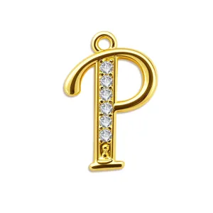 Goldene Buchstabe P Anhänger Halskette funkelnde Zirkonia Steine verziert Schmuck Zubehör