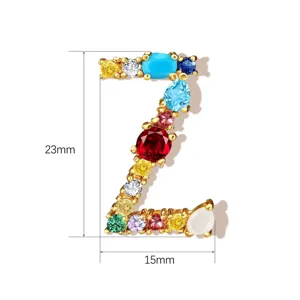 Z letter copper pendant with colorful cubic zirconia stones, elegant jewelry accessory detail.