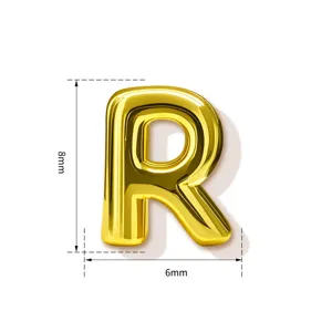 Goldene Buchstabe R Anhänger Detail, 8x6mm Miniatur Alphabet Charm für schöne Ketten.