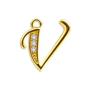 Goldener Initialen Buchstaben Anhänger mit Zirkonia Steinen vielseitiges Schmuck Zubehör